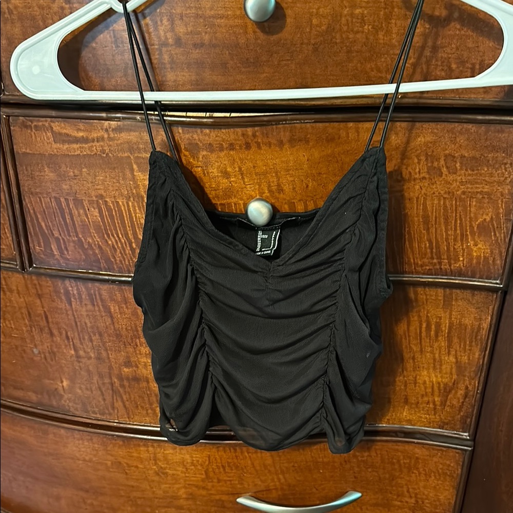 Black Ruched Crop Top